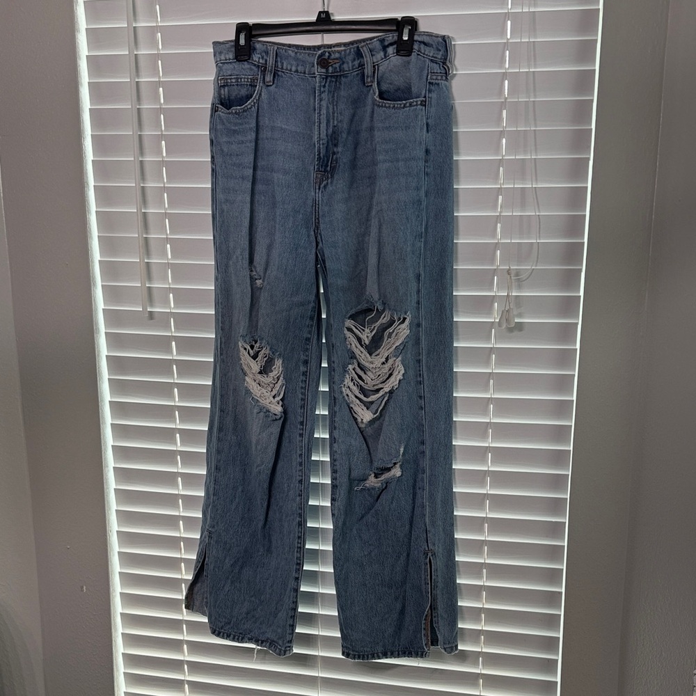 Altar'd State Blue Distressed Flare Jeans